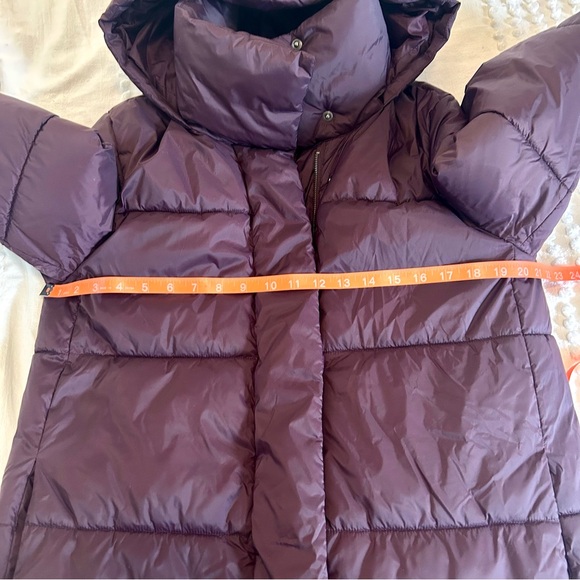 Banana Republic Dark Purple Long Hooded Oversized Puffer Jacket Sz Small Tall - Picture 10 of 10